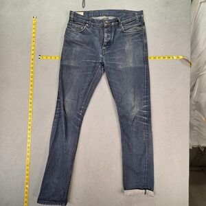 Han Jeans Mens Blue Japanese Selvedge Med Wash Slim Tapered Fits 32x30